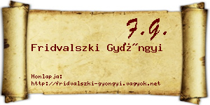 Fridvalszki Gyöngyi névjegykártya